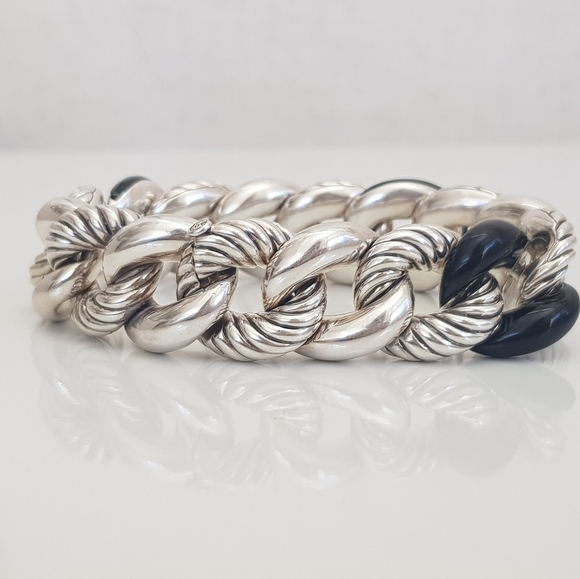 David Yurman Belmont Curb Link Bracelet With Black - Picture 3 of 16